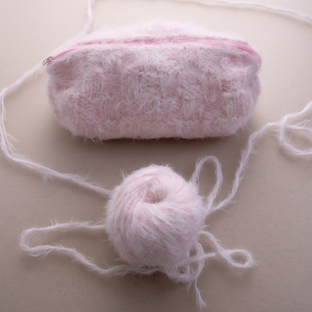 Crochet pouch bag made with Rose Milk Soap Korean yarn