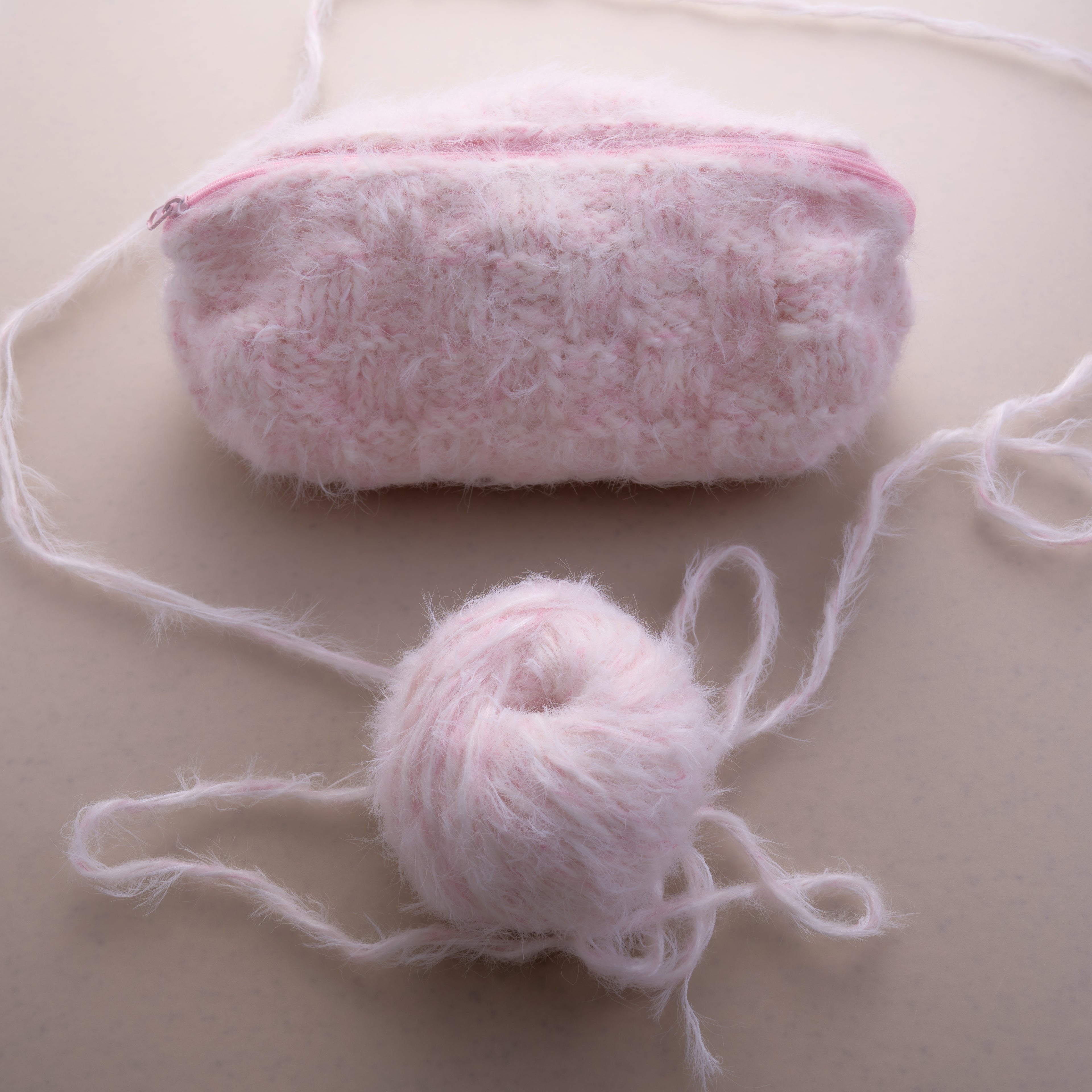 Crochet pouch bag made with Rose Milk Soap Korean yarn